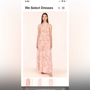 Amanda Uprichard Peach Floral Halter Maxi Dress